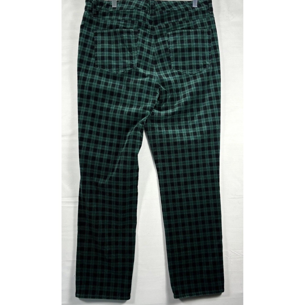 TALBOTS Velveteen Straight Leg Slimming Green Black Plaid Party Casual Pants 14 - Picture 3 of 9